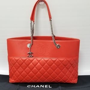 CHANEL Matelasse Cambon XL  quilted Lambskin leather Tote handbag